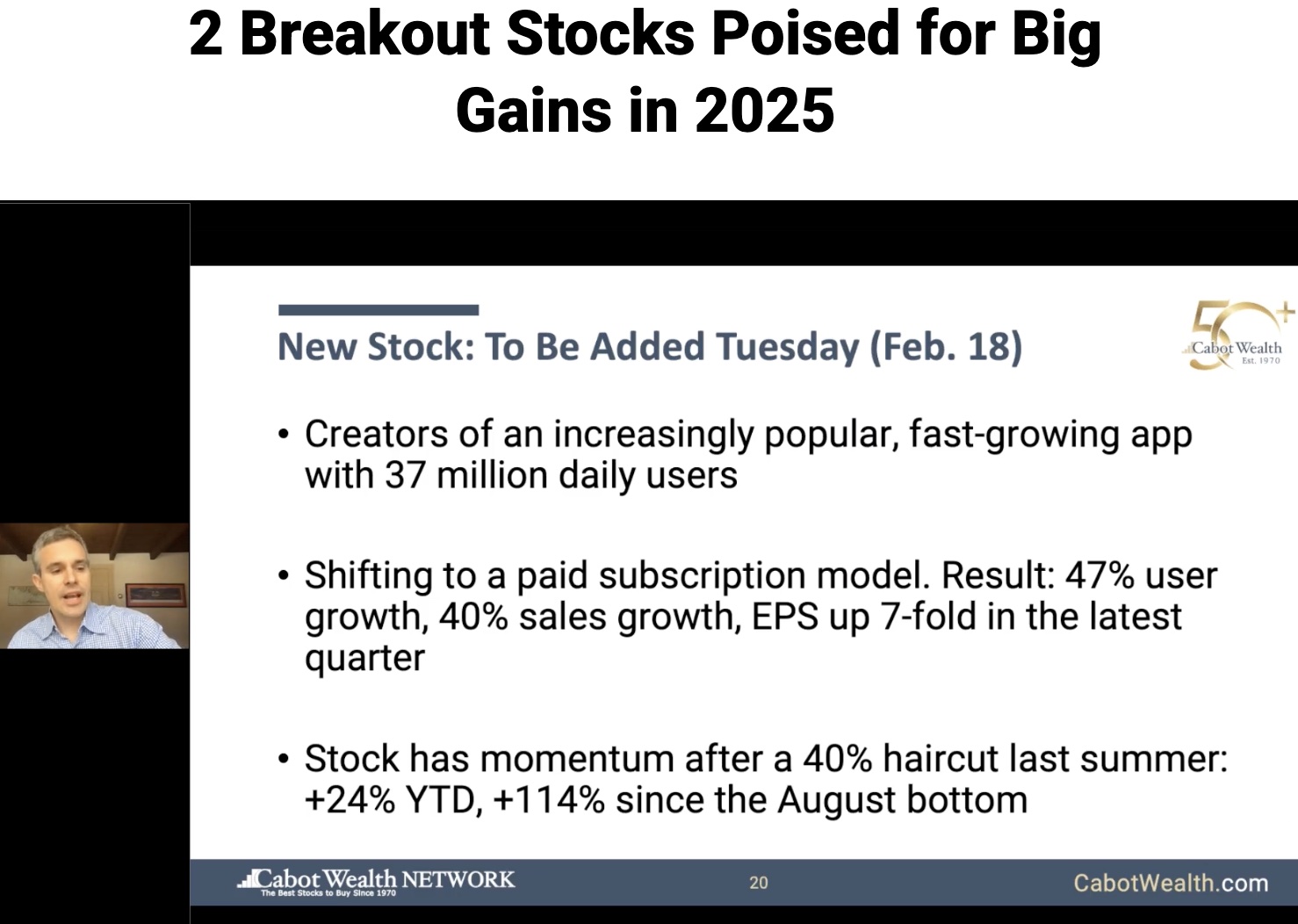 What is Cabot’s Stock of The Week Service buying Today? Stock Gumshoe